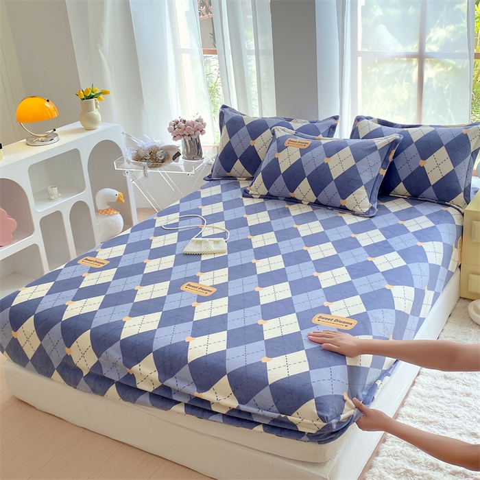 91家纺网 家纺一手货源 找家纺 凯儿家纺  2024新款加厚高克重印花系列单床笠 英伦时光