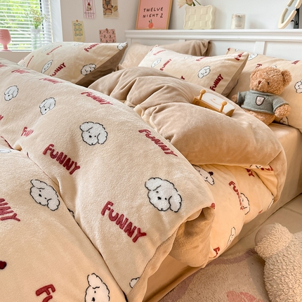 91家纺网 家纺一手货源 找家纺 （总）2024新款200g加厚防静电牛奶绒小清新四件套