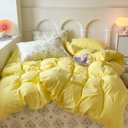 91家纺网 家纺一手货源 找家纺 （总）千朵 2024新款全棉水洗棉混搭双拼四件套