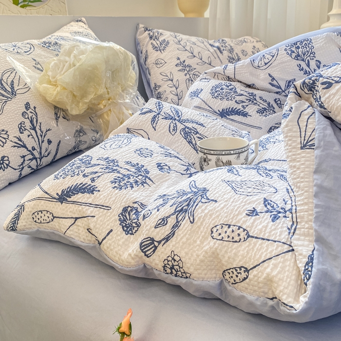 91家纺网 家纺一手货源 找家纺 悦织湾家纺 2025新款轻奢北欧风小清新印花水洗棉四件套 洛丽塔