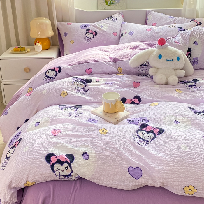 91家纺网 家纺一手货源 找家纺 悦织湾家纺 2025新款轻奢北欧风小清新印花水洗棉四件套 酷米乐