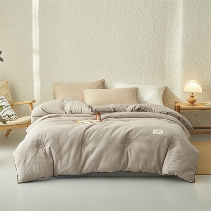 2024新款b类纯棉华夫格提花100%新疆棉花冬被 风格二 华夫格棉花被-浅灰