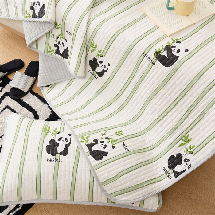 91家纺网 家纺一手货源 找家纺 美优兰 2025春款全棉单面高温砂洗床盖 顽皮熊