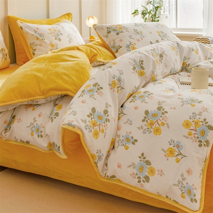 91家纺网 家纺一手货源 找家纺 (总）红粉佳人 2025新款棉加绒印花四件套