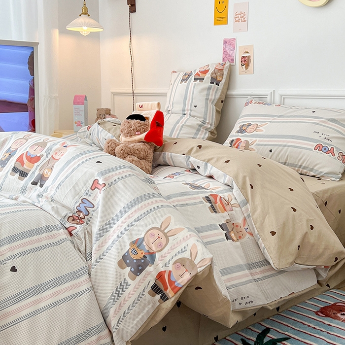 91家纺网 家纺一手货源 找家纺 昔可 2024新款13070全棉四件套系列（第三批） 三只小兔