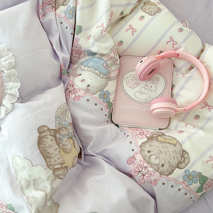 91家纺网 家纺一手货源 找家纺 昔可 2024新款13070全棉四件套系列（第三批） 小熊时光屋