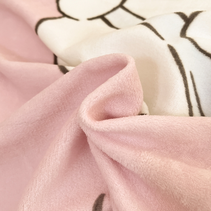 91家纺网 家纺一手货源 找家纺 2024新品正版三丽鸥授权大版卡通平网数码印花加厚高克重牛奶绒系列四件套 绒大版-R樱桃美美大耳狗