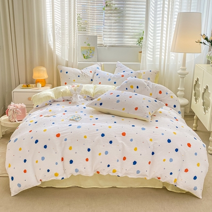 91家纺网 家纺一手货源 找家纺 （总）悦织湾家纺 2025新款轻奢北欧风小清新印花水洗棉四件套