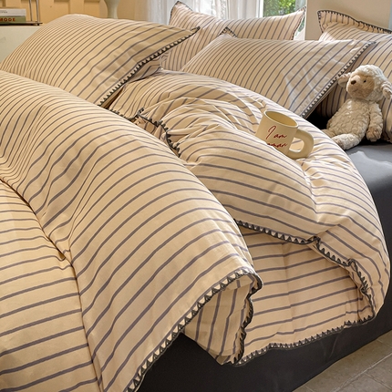 91家纺网 家纺一手货源 找家纺 （总）蓝邻家纺 2025秋冬新款加厚全棉磨毛贝壳边四件套系列