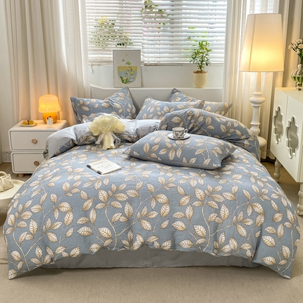 91家纺网 家纺一手货源 找家纺 （总）悦织湾家纺 2025新款轻奢北欧风小清新印花水洗棉四件套