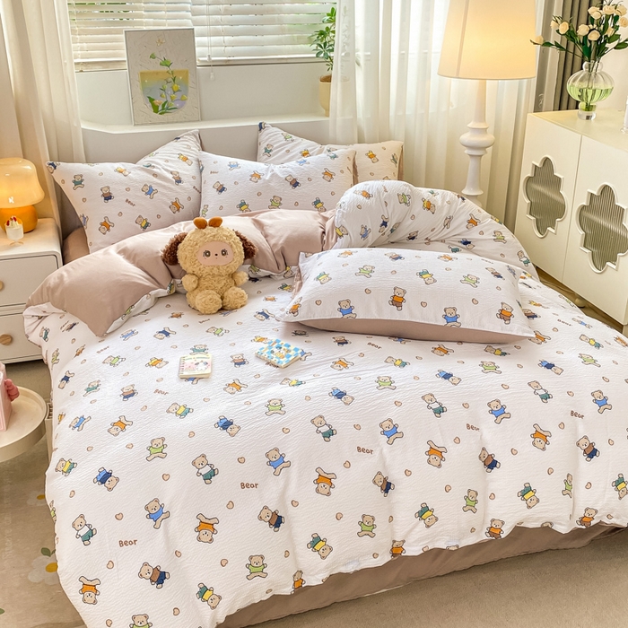 91家纺网 家纺一手货源 找家纺 悦织湾家纺 2025新款轻奢北欧风小清新印花水洗棉四件套 好朋友