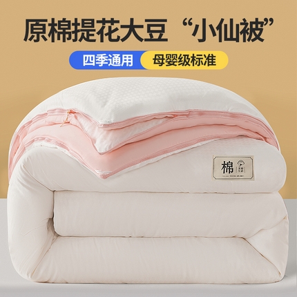 91家纺网 家纺一手货源 找家纺 总好宜2025新款原棉双拼提花大豆被二合一拉链款子母被春秋冬被子夏被学生宿舍被褥