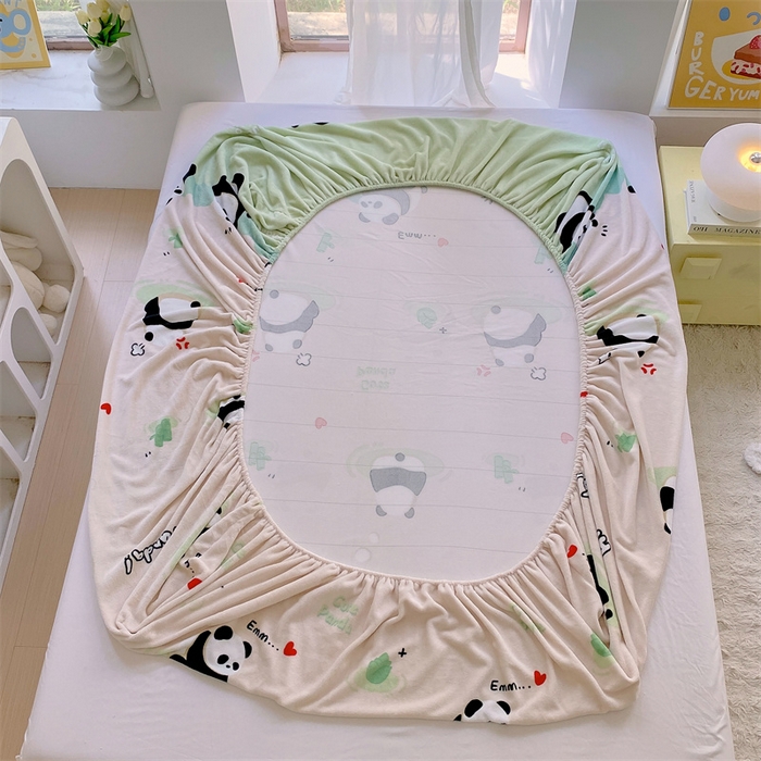 91家纺网 家纺一手货源 找家纺 凯儿家纺  2024新款加厚高克重印花系列单床笠 熊猫宝贝