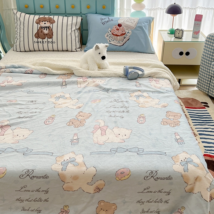 91家纺网 家纺一手货源 找家纺 昔可家纺 2024新款羊羔绒牛奶绒毛毯系列（三）-卡通系列 小熊礼物