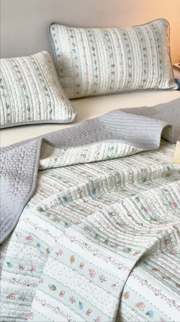 91家纺网 家纺一手货源 找家纺 美优兰 2025春款全棉单面高温砂洗床盖 潘多拉