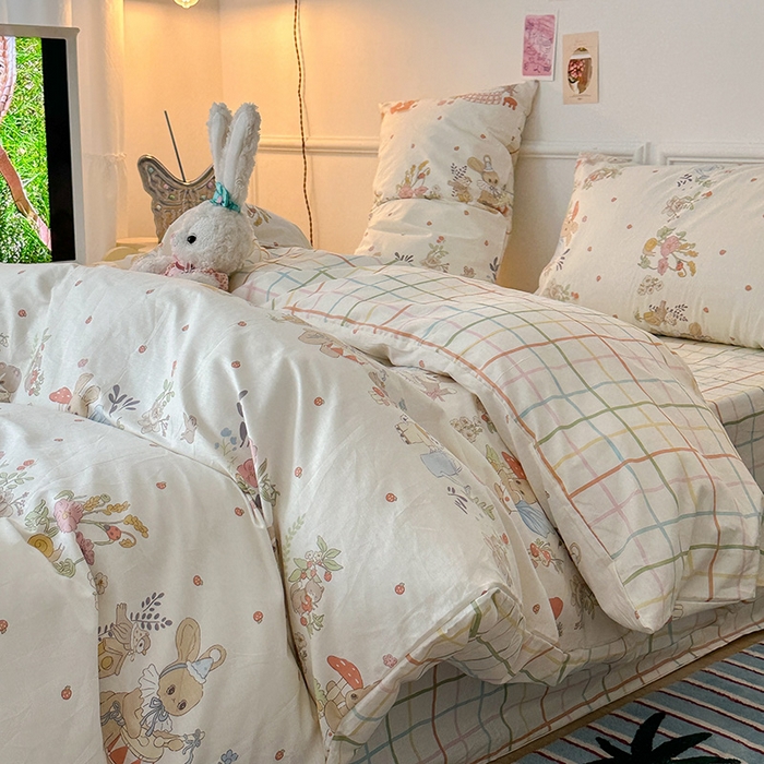 91家纺网 家纺一手货源 找家纺 昔可 2024新款13070全棉四件套系列（第三批） 小兔派对