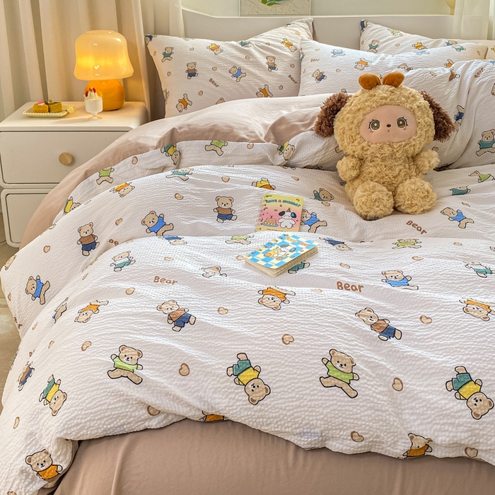 91家纺网 家纺一手货源 找家纺 悦织湾家纺 2025新款轻奢北欧风小清新印花水洗棉四件套 好朋友