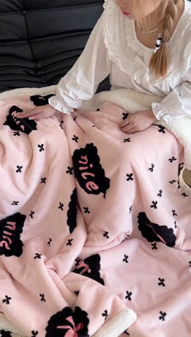 91家纺网 家纺一手货源 找家纺 昔可家纺 2024新款羊羔绒牛奶绒毛毯系列（三）-ins小清新系列 蕾系少女