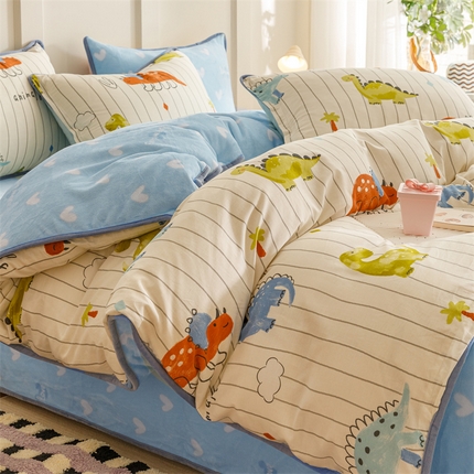 91家纺网 家纺一手货源 找家纺 (总）红粉佳人 2025新款棉加绒印花四件套