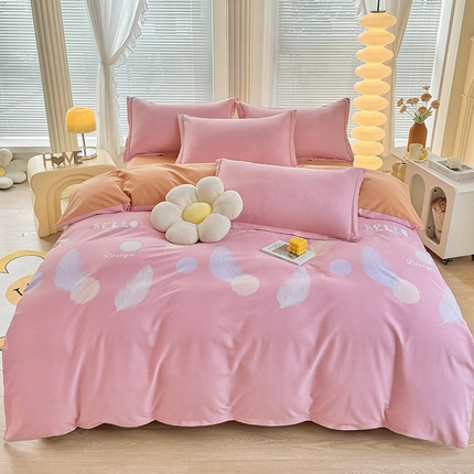 91家纺网 家纺一手货源 找家纺 （总）优尚家纺 2025新款全棉磨毛纯棉喷气印花清新轻奢款四件套