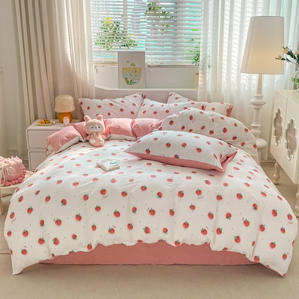 91家纺网 家纺一手货源 找家纺 （总）悦织湾家纺 2025新款轻奢北欧风小清新印花水洗棉四件套