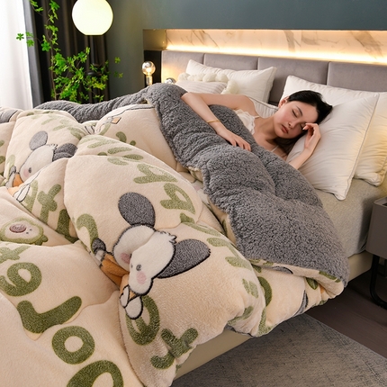 南北家居 2024新款AB版雪花绒羊羔绒冬被被子被芯 萌宠乐园