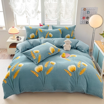 91家纺网 家纺一手货源 找家纺 （总）鸿羽樱（鸿羽樱）家纺 2025新款直播热款小清新牛奶绒四件套