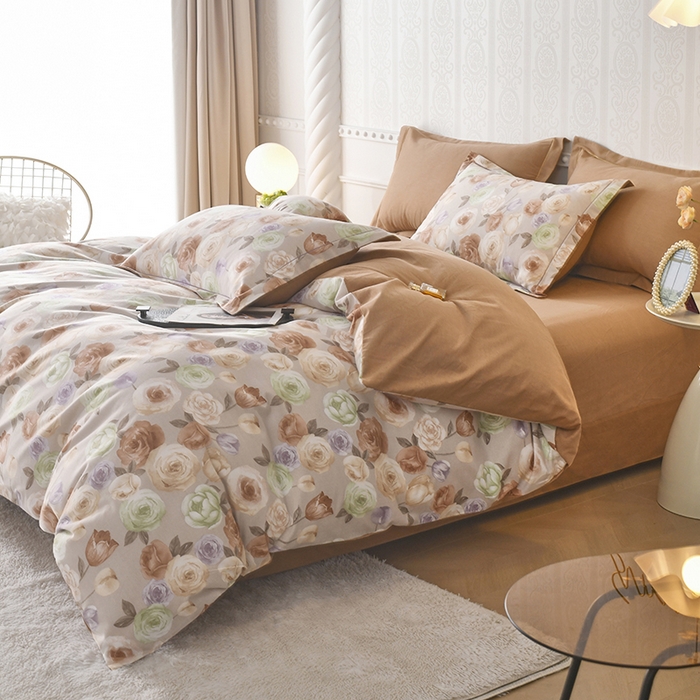 91家纺网 家纺一手货源 找家纺 （总）优尚家纺 2025新款全棉磨毛纯棉喷气印花清新轻奢款四件套