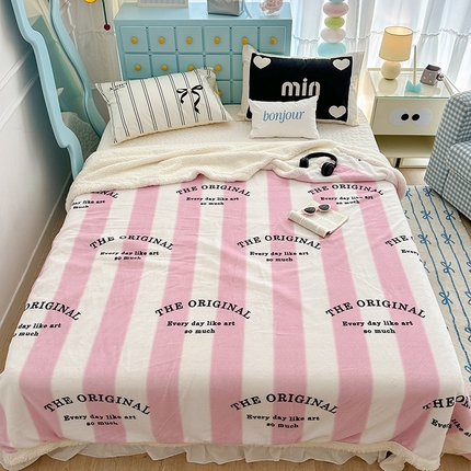 91家纺网 家纺一手货源 找家纺 昔可家纺 2024新款羊羔绒牛奶绒毛毯系列（三）-ins小清新系列 粉墨甜心