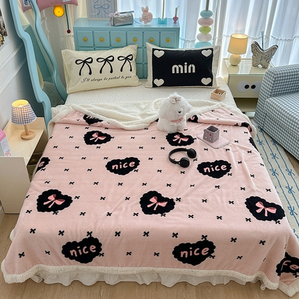 昔可家纺 2024新款羊羔绒牛奶绒毛毯系列（三）-ins小清新系列 蕾系少女