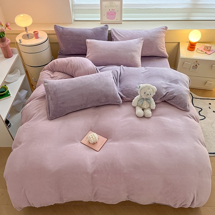 91家纺网 家纺一手货源 找家纺 （总）三朵家纺 2024新款加厚保暖牛奶绒混搭系列四件套