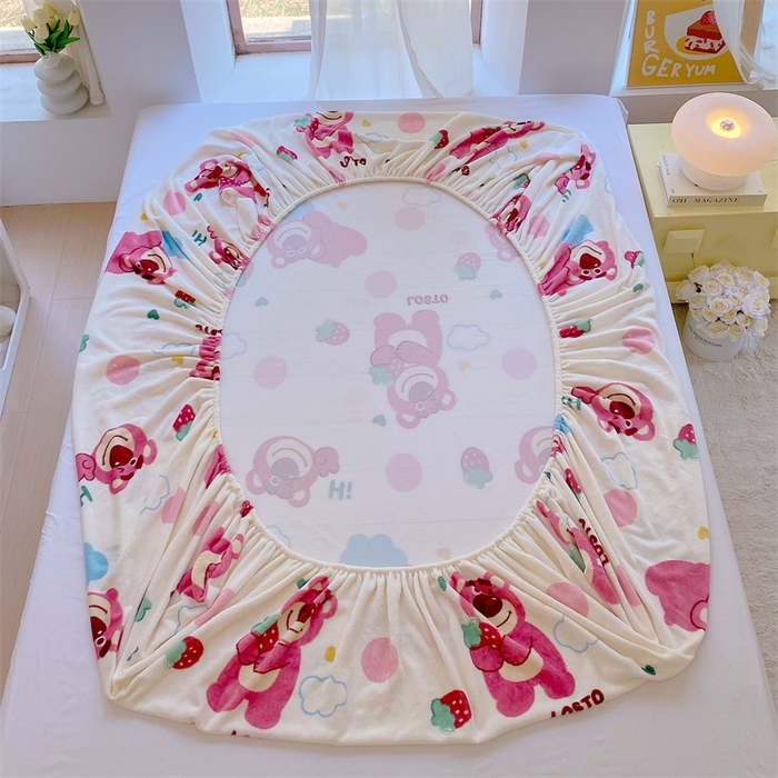 91家纺网 家纺一手货源 找家纺 凯儿家纺  2024新款加厚高克重印花系列单床笠 萌萌熊宝