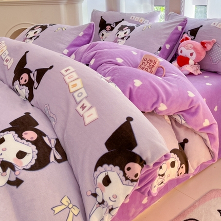 2024新款三丽鸥牛奶绒小版四件套 牛奶绒小版-星星库洛米