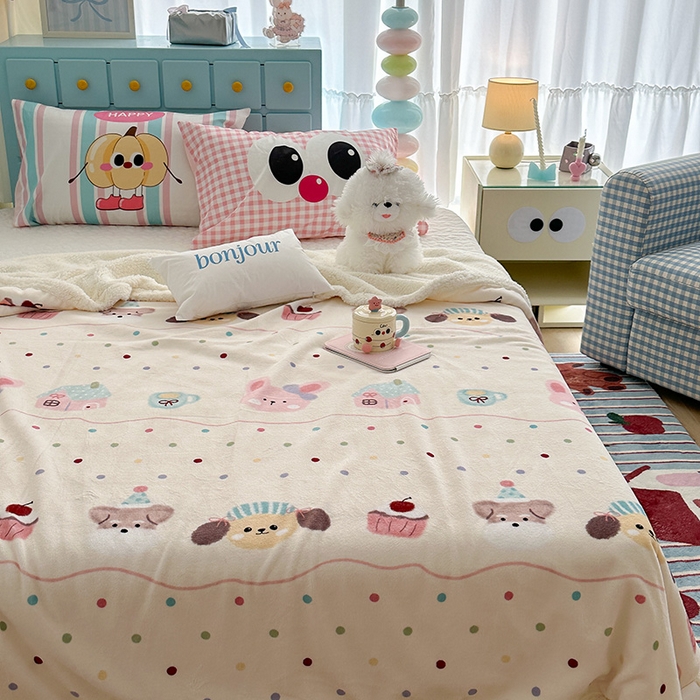 91家纺网 家纺一手货源 找家纺 昔可家纺 2024新款羊羔绒牛奶绒毛毯系列（三）-卡通系列 萌宠小窝