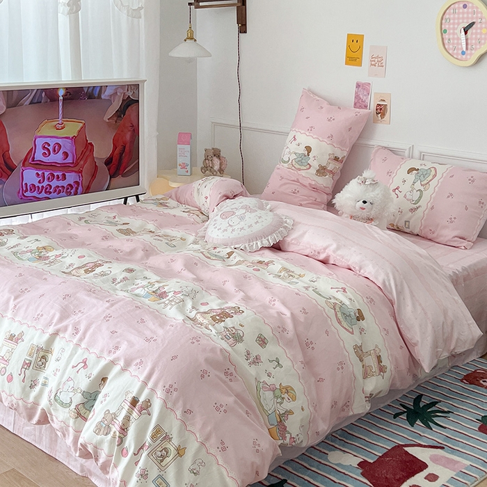 91家纺网 家纺一手货源 找家纺 昔可 2024新款13070全棉四件套系列（第三批） 樱芙公主的一天