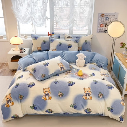 91家纺网 家纺一手货源 找家纺 （总）鸿羽樱（鸿羽樱）家纺 2025新款直播热款小清新牛奶绒四件套