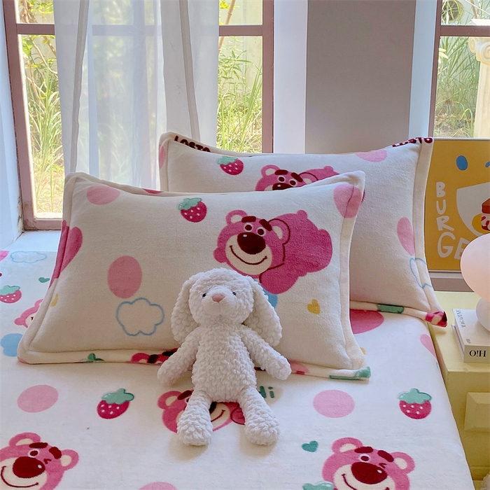 91家纺网 家纺一手货源 找家纺 凯儿家纺  2024新款加厚高克重印花系列单床笠 萌萌熊宝