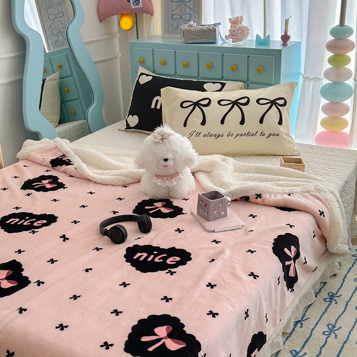 91家纺网 家纺一手货源 找家纺 昔可家纺 2024新款羊羔绒牛奶绒毛毯系列（三）-ins小清新系列 蕾系少女