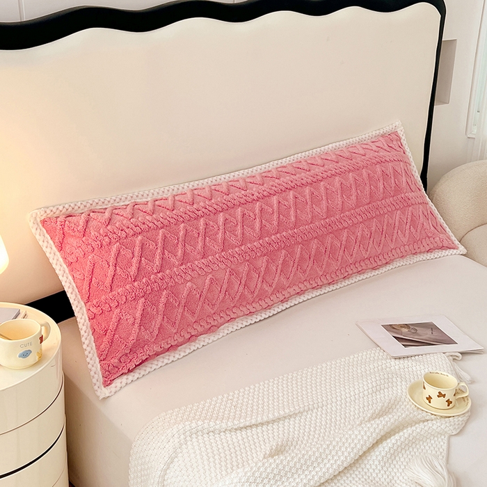 91家纺网 家纺一手货源 找家纺 梦舒羽 2025新款220克高克重塔芙绒枕套1.8m枕芯套情侣1.5枕头套 温柔粉