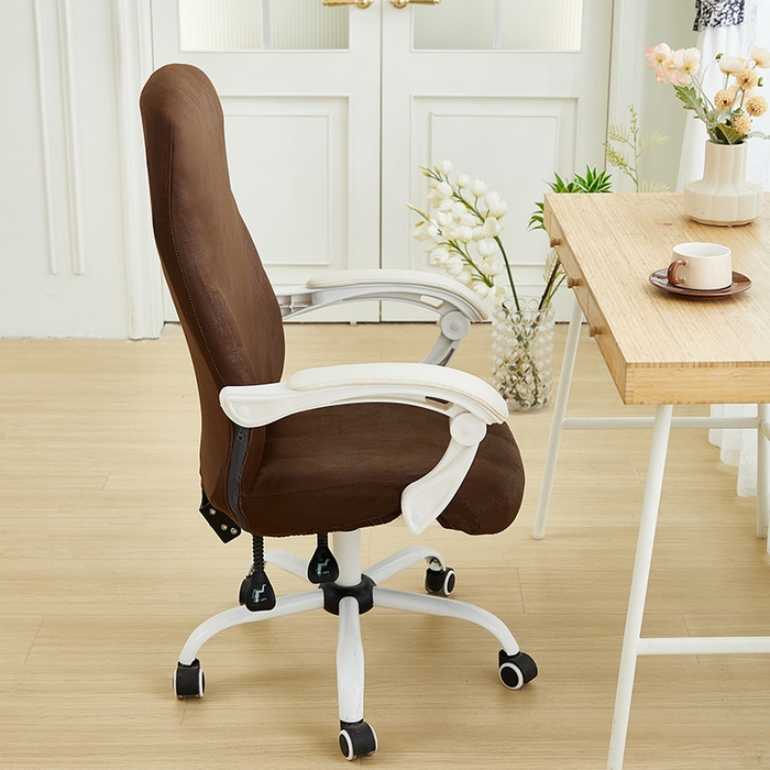 91家纺网 家纺一手货源 找家纺 丝绮鹿 2024新款防水皮革办公椅套拉链款 深咖