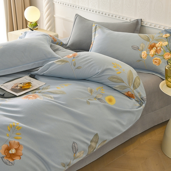 91家纺网 家纺一手货源 找家纺 优尚家纺 2025新款全棉磨毛纯棉喷气印花清新轻奢款四件套 轻奢款-蔚蓝幽梦