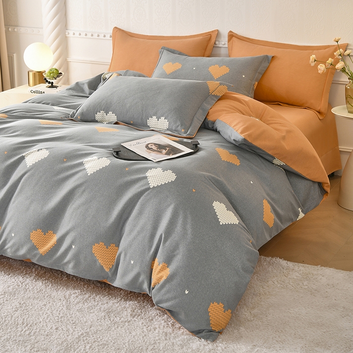 91家纺网 家纺一手货源 找家纺 优尚家纺 2025新款全棉磨毛纯棉喷气印花清新轻奢款四件套 轻奢款-暮色心绘