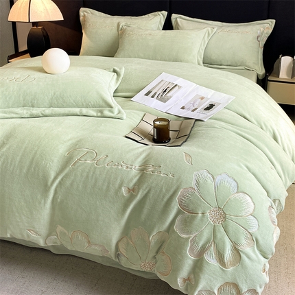 91家纺网 家纺一手货源 找家纺 （总）金牛座家纺 2025新款牛奶绒重工刺绣四件套-莫奈系列