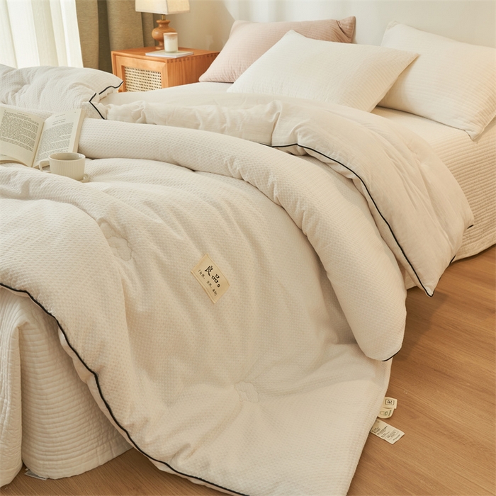 91家纺网 家纺一手货源 找家纺 2024新款b类纯棉华夫格提花100%新疆棉花冬被 风格一 华夫格棉花被-本白