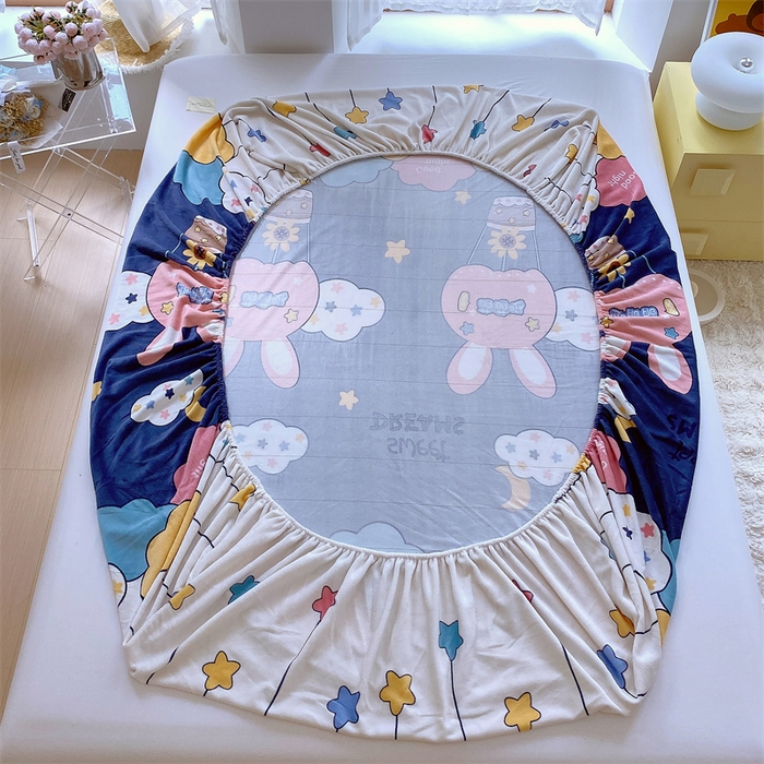 91家纺网 家纺一手货源 找家纺 凯儿家纺  2024新款加厚高克重印花系列单床笠 天空之旅