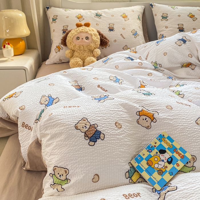 91家纺网 家纺一手货源 找家纺 悦织湾家纺 2025新款轻奢北欧风小清新印花水洗棉四件套 好朋友