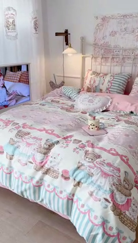 91家纺网 家纺一手货源 找家纺 昔可 2024新款13070全棉四件套系列（第三批） 樱芙公主的一天