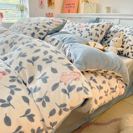 91家纺网 家纺一手货源 找家纺 （总）2024新款200g加厚防静电牛奶绒小清新四件套