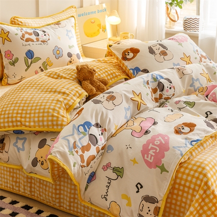 91家纺网 家纺一手货源 找家纺 (总）红粉佳人 2025新款棉加绒印花四件套