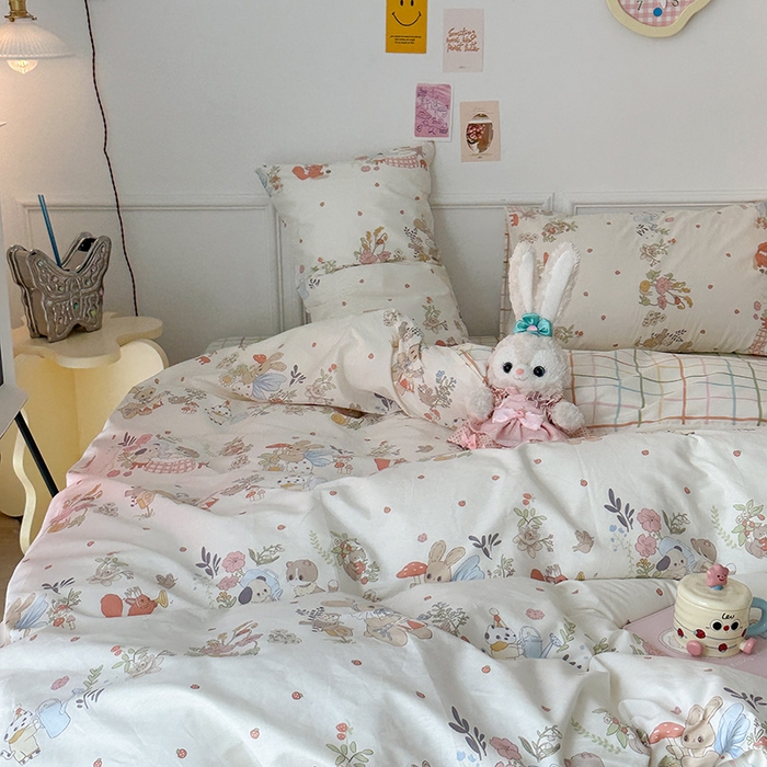 91家纺网 家纺一手货源 找家纺 昔可 2024新款13070全棉四件套系列（第三批） 小兔派对